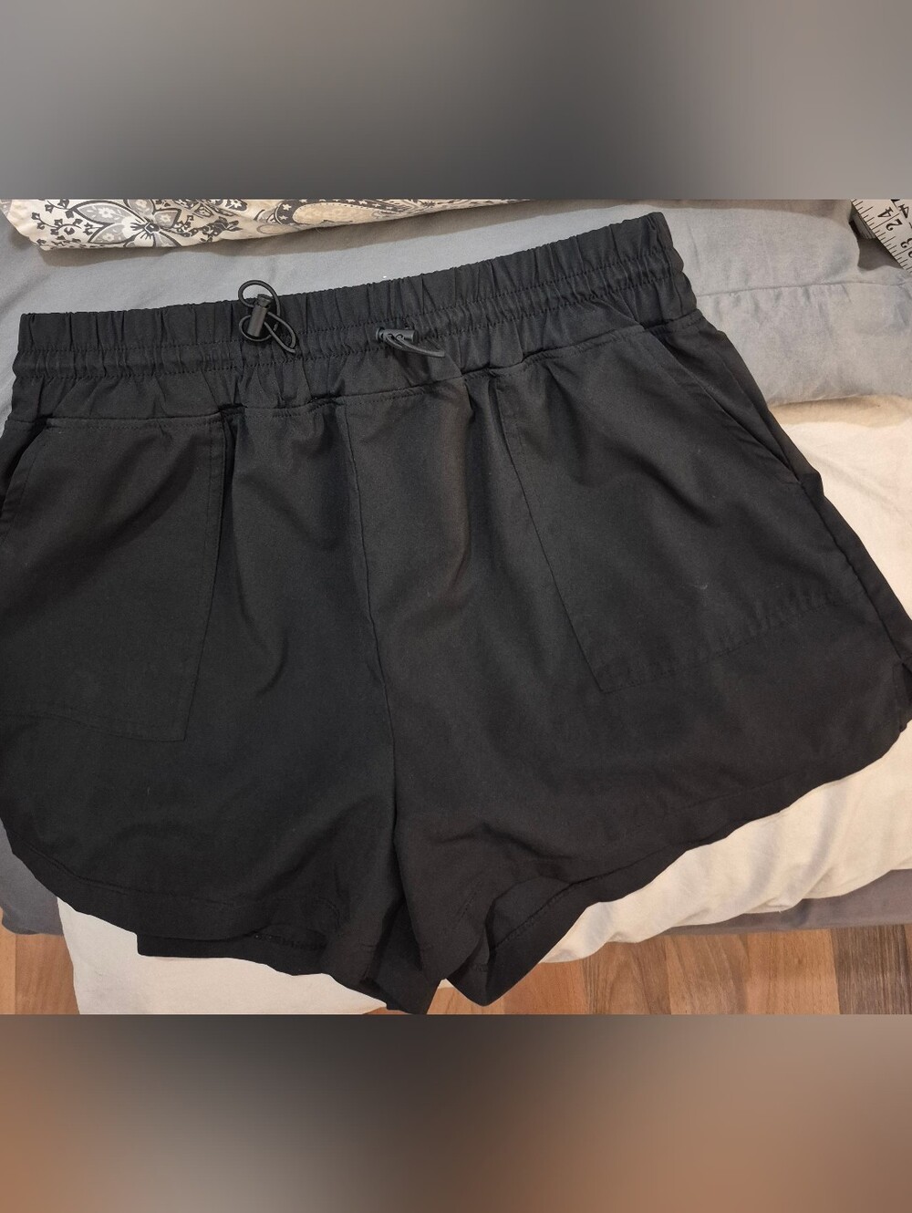 Bluenotes Black Elastic Waist Drawstring Athletic Shorts